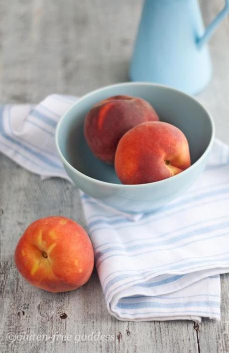 Fresh summer peaches in a bowl, peach crisp recipe