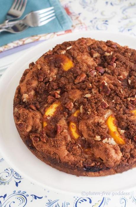 Gluten-Free peach Coffee Cake with Streusel Topping, cinnamon streusel coffee cake