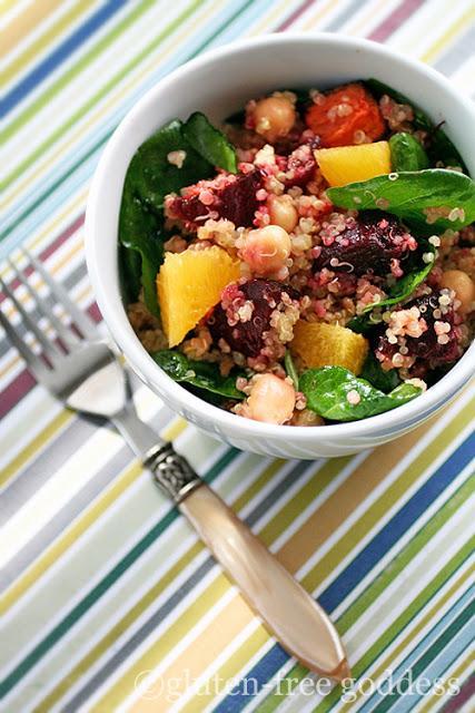 Gluten-Free Dairy-Free Recipes Goddess quinoa salad recipe with roasted beets chick peas and oranges