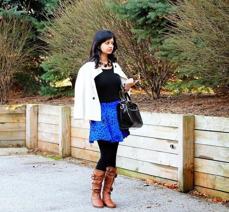 OOTD, Outfit, Skater Skirt, Heart Necklace, Jacket, Sweater Dress, Winter, Style, Fashion Blog, Style Tips