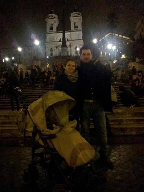 Here we are in Rome when our son was jsut a few months in the Piazza di Spagna , Spanish steps.  Needless to say we took the side streets to get to the top instead of hoisting up the stroller!