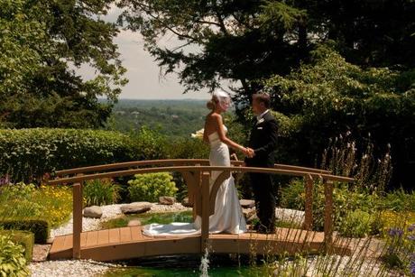 Bride and groom exchange private first look moment