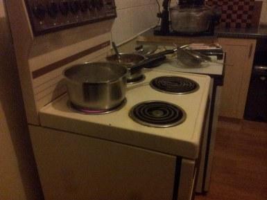 For the time being, I'm waiting ever-patiently for this old electric hob to warm up...