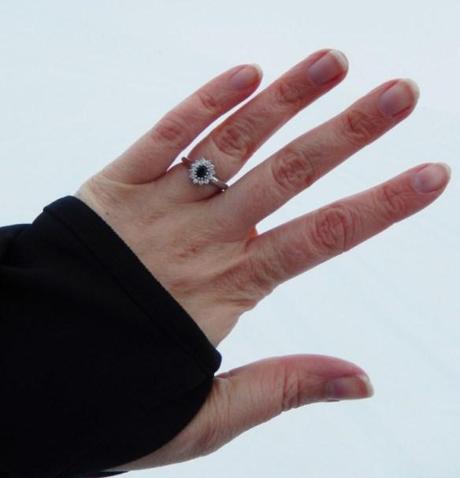 engagement ring black sapphire and diamonds