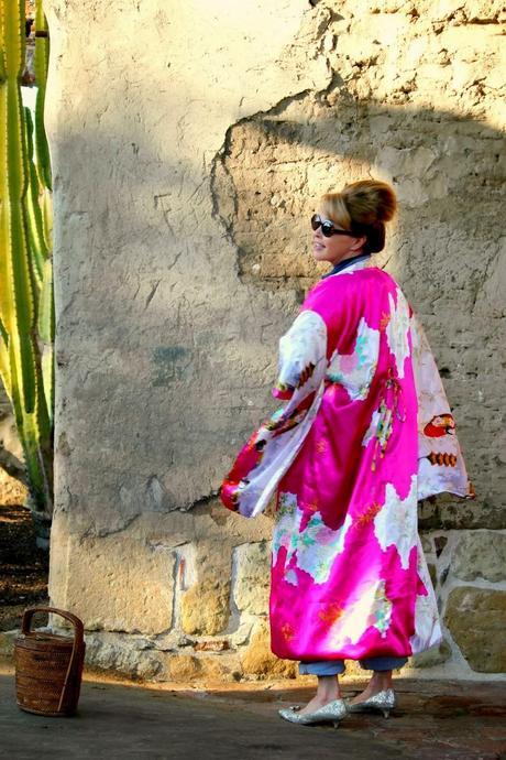 Working in a Radiant Orchid  Kimono