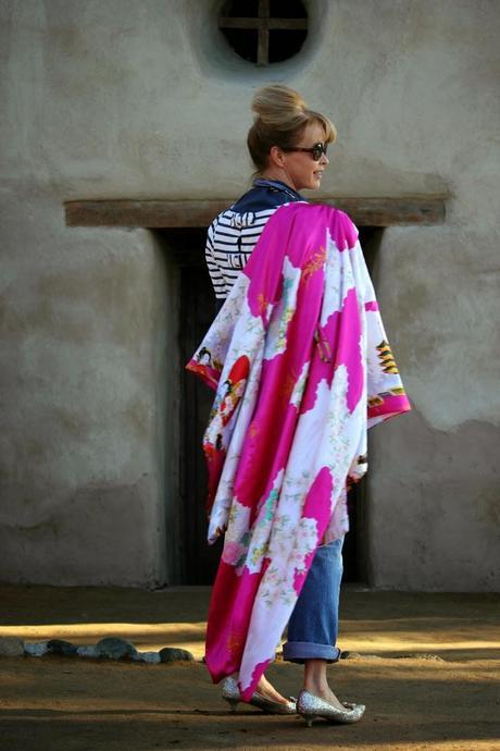 Working in a Radiant Orchid  Kimono