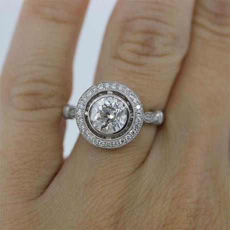 Platinum 1.43ct Old European Cut Diamond Engagement Ring
