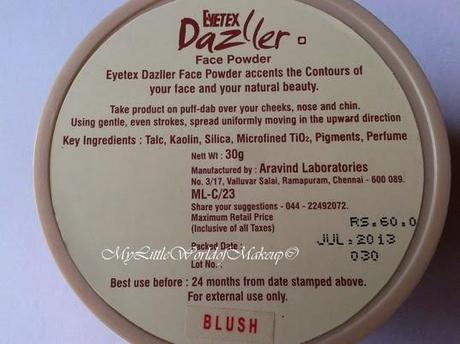 Eyetex Dazzler Face Powder in Blush - Review, Swatches and FOTD
