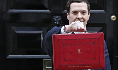 Same old stuff: George Osborne with his budget case outside No 11.