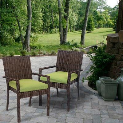 Berryman Set of 2 Outdoor Patio Resin Wicker Dining Armchairs - Green