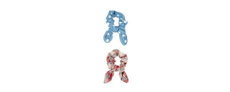 Red (Red) 2 Pack Red Check and Blue Spot Print Hair Scrunchies | 305058060 | New Look