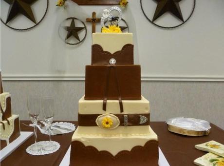 Brown western wedding cake