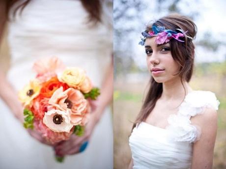 Headpiece and bouquet for boho-celt bride