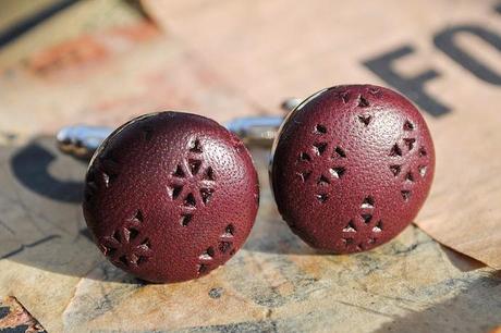 Diamond Lazer Cut Leather Cufflinks