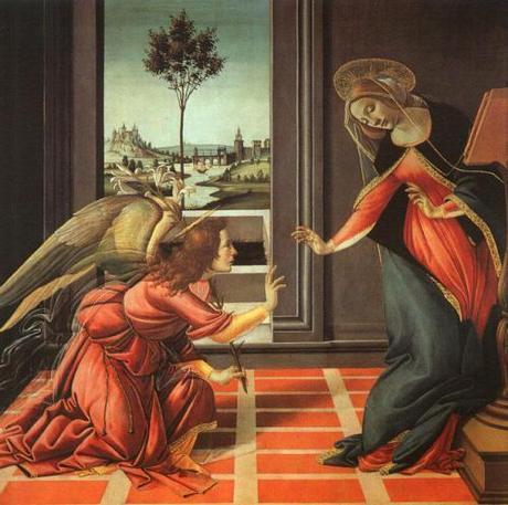 St. Gabriel appears to Mary. The Annunciation, by Botticelli