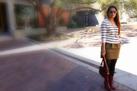 GAP Sweater, J Crew Skirt, Lucky Brand Boots, Dior Bag & Sunglasses Tanvii.com