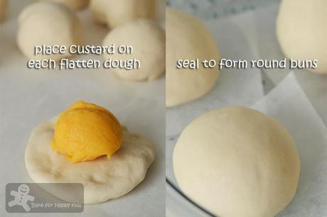 Lai Wong Bao / Egg Custard Steamed Buns (with fat-reduced filling)