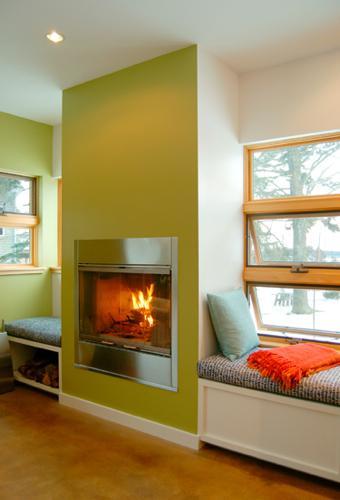 Contemporary Stainless Steel Wood Burning Fireplace