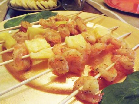 {Shrimp & Pineapple Kabobs)