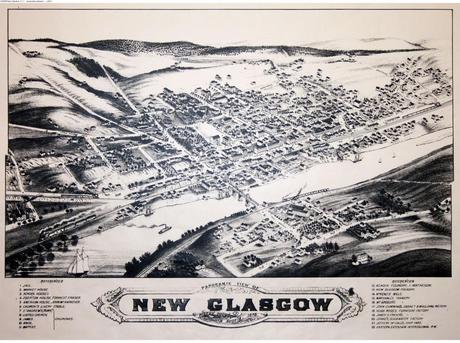 Panoramic View of New Glasgow, Pictou County, Nova Scotia, 1878