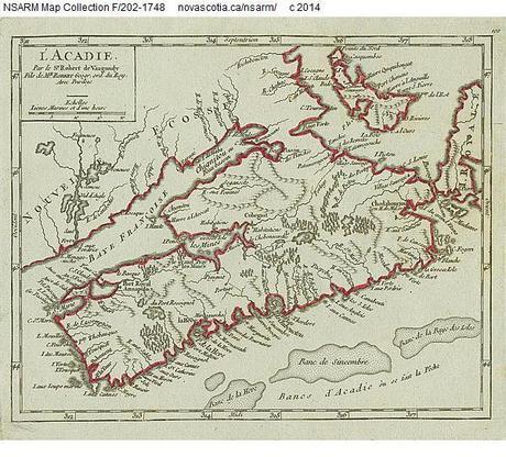 'L'Acadie' map of Acadia   1748
