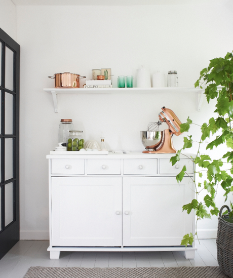 inspiration board | bright white kitchen + copper