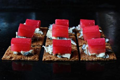 Poached rhubarb with blue cheese #165