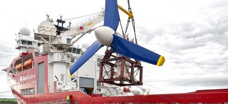 Atlantis ship deploys a 1 MW tidal turbine at European Marine Energy Centre at Orkney, UK