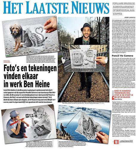 Ben Heine Art - News Article in Het Laatste Nieuws - Belgium (January 2014)