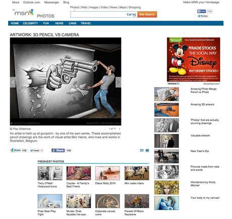 Ben Heine Art - News Article on MSN - Uk (January 2014)