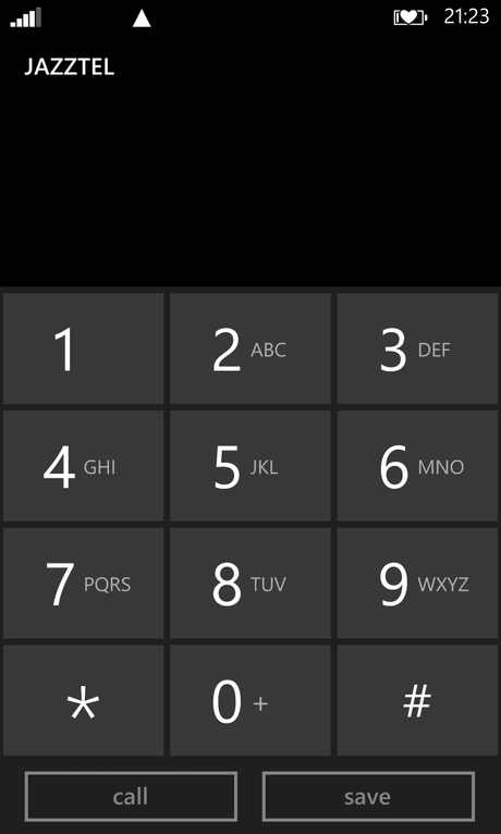 WP8's keypad