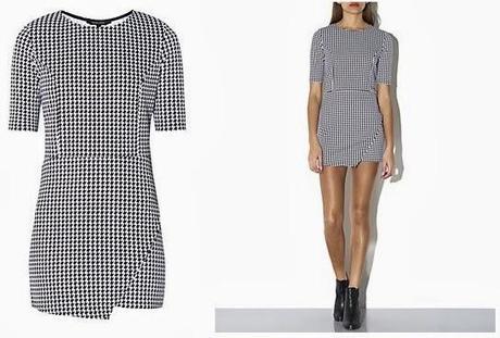 New Look Monochrome Dogtooth Asymmetric Wrap Dress 