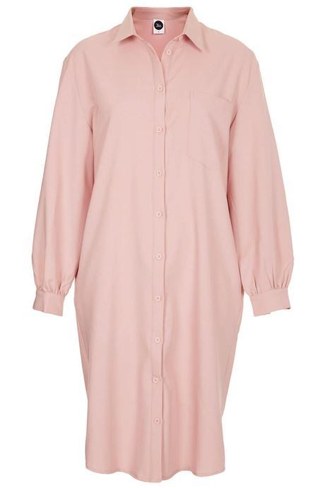 WhitePepper Pastel Pale Pink Oversized Shirt Dress