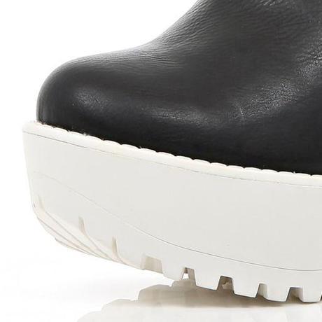 Black two-tone Cleated Sole Platform Boots