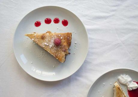 Vegan Lemon Baked Cheesecake with Raspberry Coulis