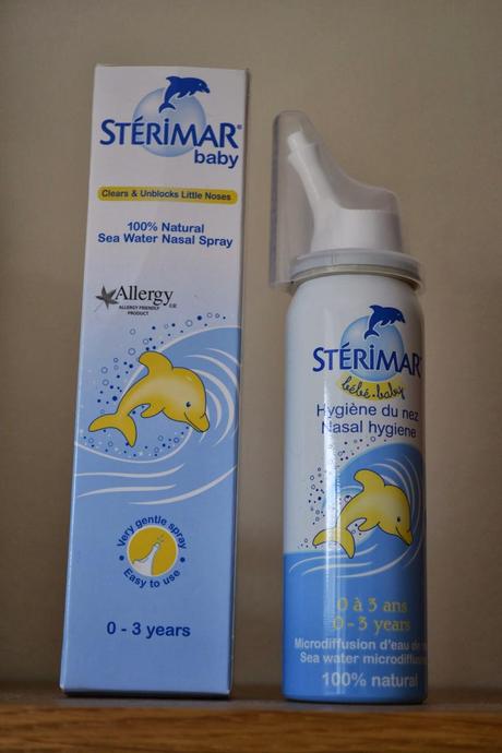Clearing a snotty nose with Sterimar baby