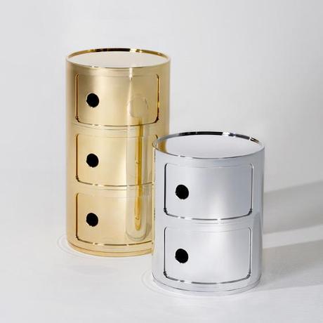 Componibili Side Table in metal glossy finish by Anna Castelli Ferrieri for Kartell