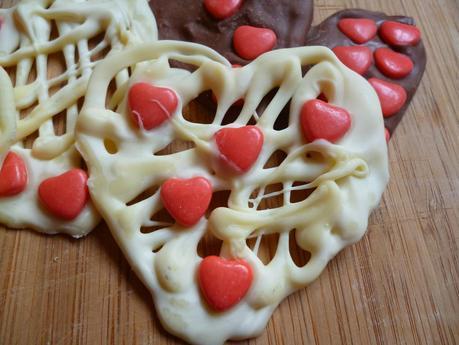 Valentine chocolate hearts melting chocolate