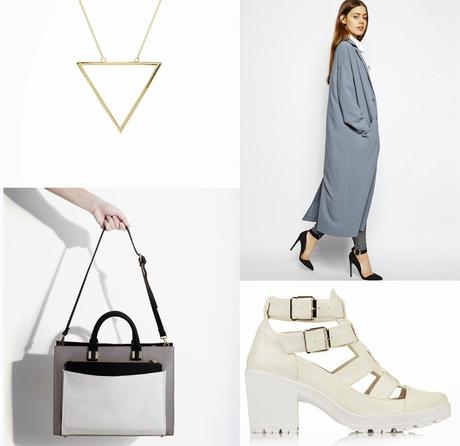 Zara City Bag ASOS Duster Coat ASOS Triangle Necklace Topshop WHite Cut Out Boots