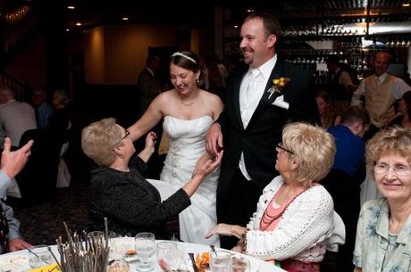 Mingling with guests at reception