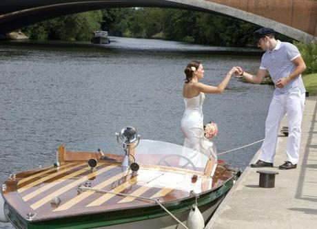 Bride arriving by boat