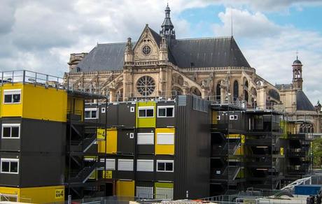 photo of modular housing units at Les Halles, Paris, France