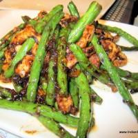 Snakebeans and tofu in black bean sauce