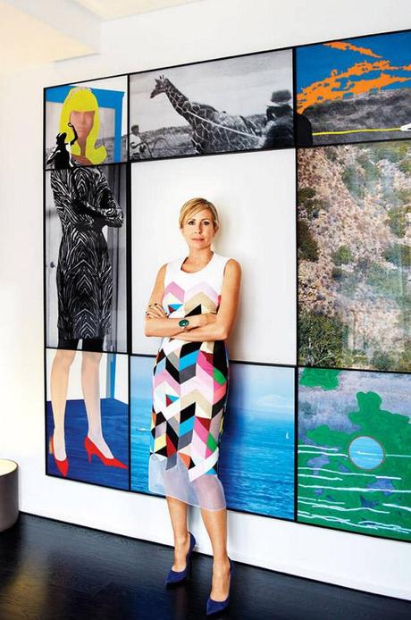 Carmen Busquets Paris aparment John Baldessari mixed media art Preen dress Manolo Blahnik