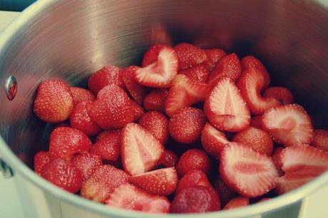 making strawberry jam