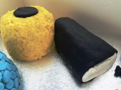 liquorice allsorts birthday cake yellow coconut and black and white tube