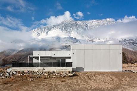 Modern prefab house in the Sierra Nevada mountains