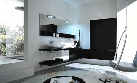 Black and white Modern Bath