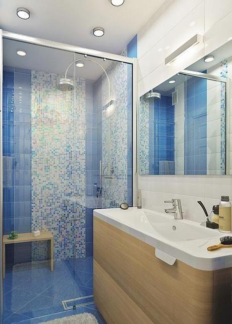 Blue Mosaic Shower TIle