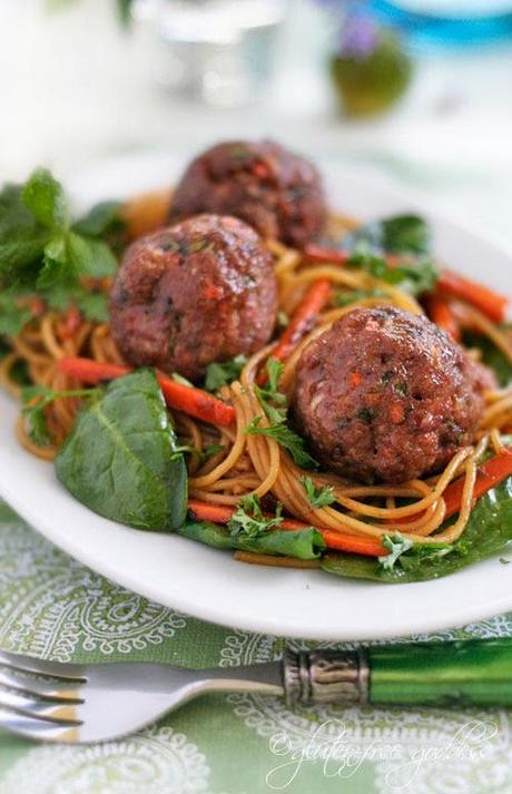 Good Recipe - Turkey Meatballs with Asian Style Noodles